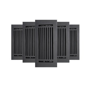 Caststo 4&quot;x10&quot; (Duct Opening)Heavy Duty| Cast Aluminum| Walkable| Multipack-5pc Set, Matte Black, Overall(6&quot;x12&quot;)Floor Vent Register-Express