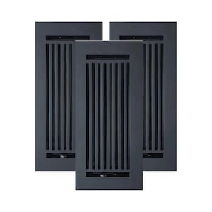 Caststo Express 4&quot;x10&quot; Cast Aluminum|Walkable|Heavy Duty|Air control Feature|Multipack|Floor Vent Register, No Hole- 3 Pack, Black