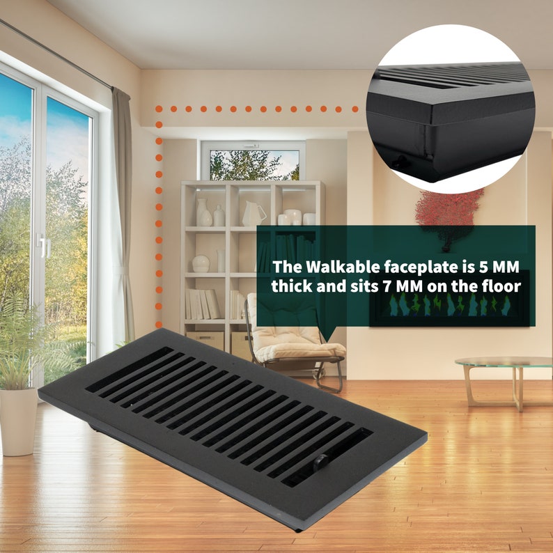 6x12 duct Opening Heavy Duty Cast Aluminum Floor Register With Air