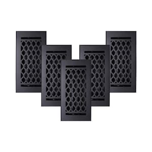 4&quot;x10&quot; Walkable Cast Aluminum All Metal by Caststo, Color-Matte Black, Overall (6&quot;x12&quot;) Heavy Duty vent Cover- Wave-5 Packs