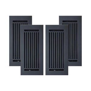 Caststo Express 4&quot;x10&quot; Cast Aluminum|Walkable|Heavy Duty|Air control Feature|Multipack|Floor Vent Register, No Hole- 4 Pack, Black