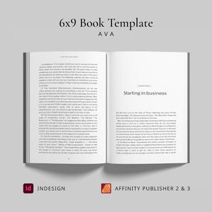6x9 AVA InDesign Affinity Publisher Book Template for Self Publishing | Interior Pages| KDP | Novel