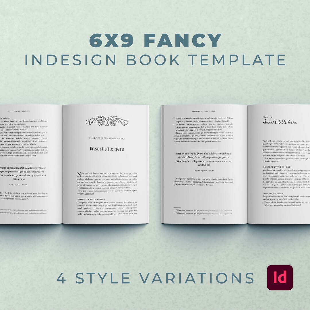 FANCY Indesign Book Template 6x9 Interior Pages Novel Self Publishing
