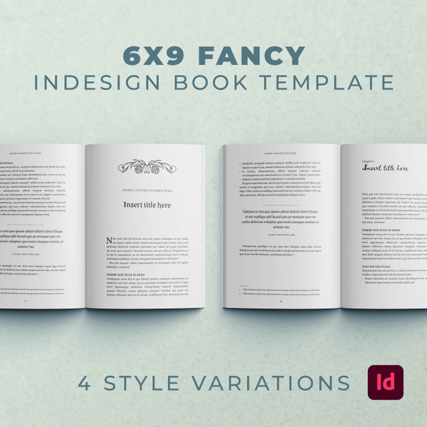 FANCY InDesign Book Template | 6x9 Interior Pages | Novel | Self Publishing