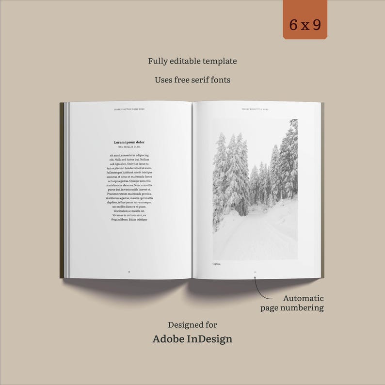 LORA Indesign Book Layout Template | 6x9 Interior Pages | Novel | Self ...