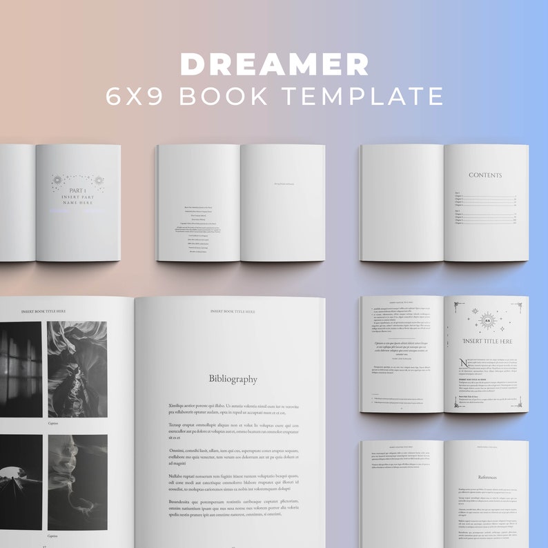 DREAMER Indesign Book Template 6x9 Interior Pages KDP Novel Self