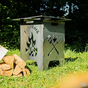 Large fire basket with “Celebration Basket” plug-in system for BBQ grilling