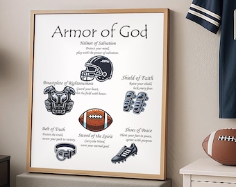 Armor of God Football Poster: Christian Inspiration Sport Art (Digital Download)