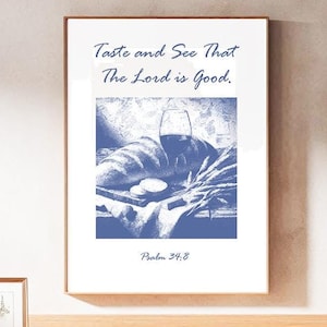 Taste and See That The Lord is Good - Retro Poster, Christian Psalms, Bible Quote Poster, Scripture Poster, Faith Wall Art, Religious Decor