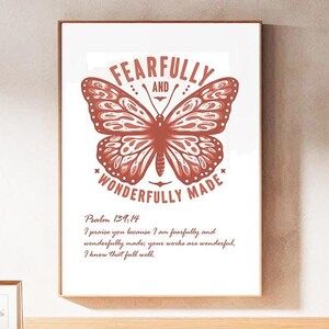 Fearfully and Wonderfully Made, Psalm 139:14 Wall Art - Christian Inspiration Quote, Psalm Poster, Faith Wall Art, Scripture Wall Poster