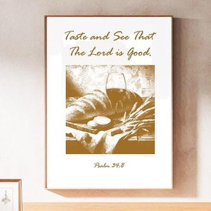 Taste and See That The Lord is Good - Retro Wall Art, Psalm 34, Christian Bible Quote, Scripture Poster, Faith Wall Art, Religious Poster