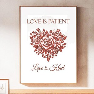 Love is Patient Retro Print: Christian Bible Verse Wall Art (Digital Download)