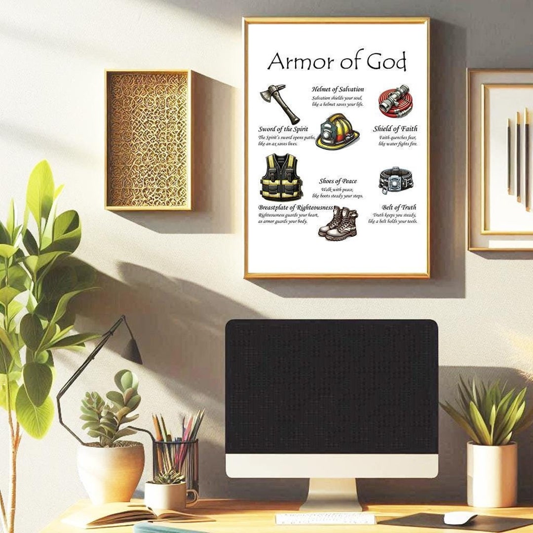 Armor of God, Inspirational Wall Art for Firefighters - Christian ...