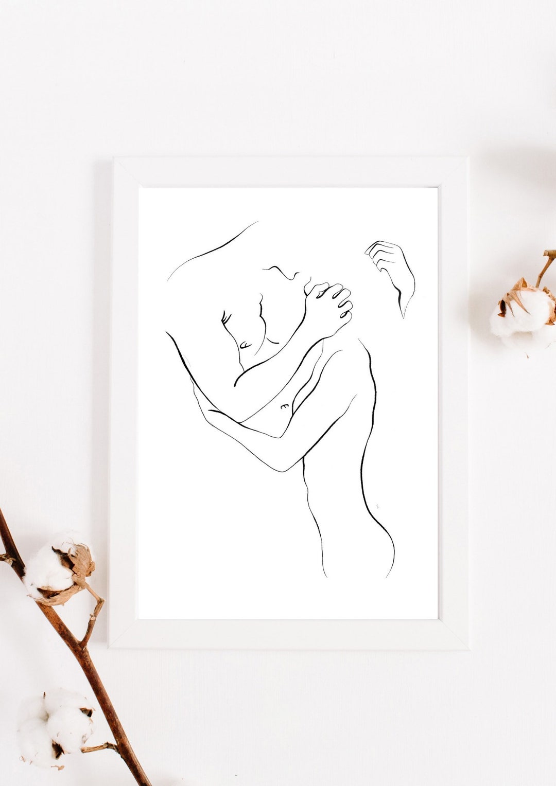 Romantic Nude Couple Line Art | Minimalist Erotic Drawing | Sensual ...