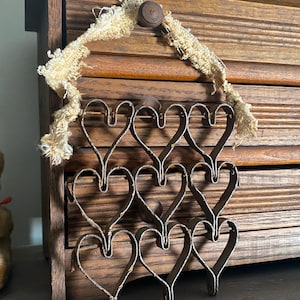 Primitive Rusty Metal Hearts Hanger Early