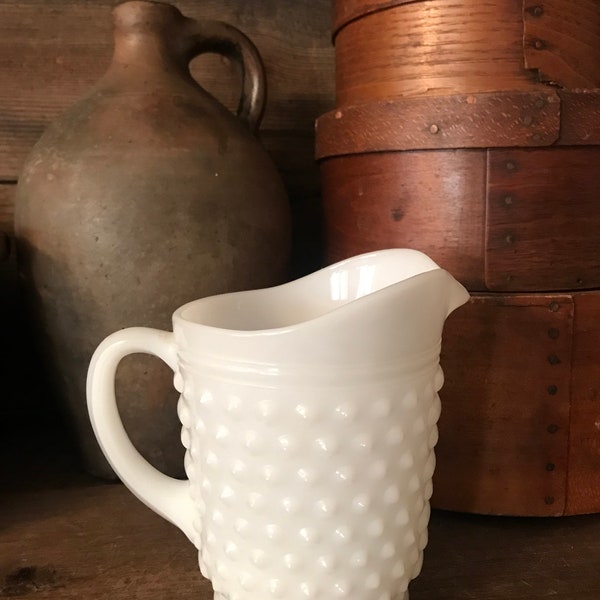 Hobnail Pitcher Milk Glass Antique Old Early