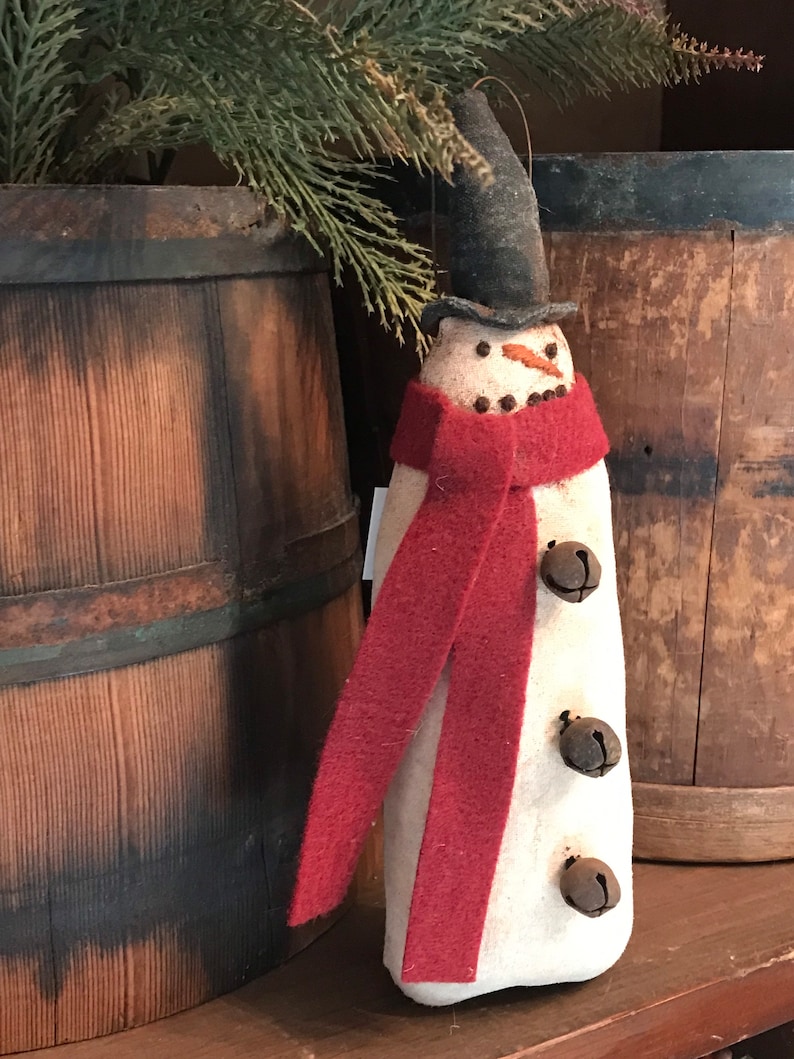 Primitive Snowman Ornament Etsy