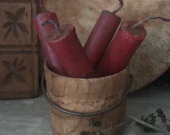 Handmade Beeswax Red Tavern Candles Primitive