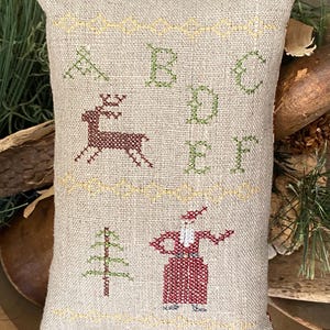 Korsstygn ABCS-sampler Santa Pillow Tuck Primitive Bowl Filler