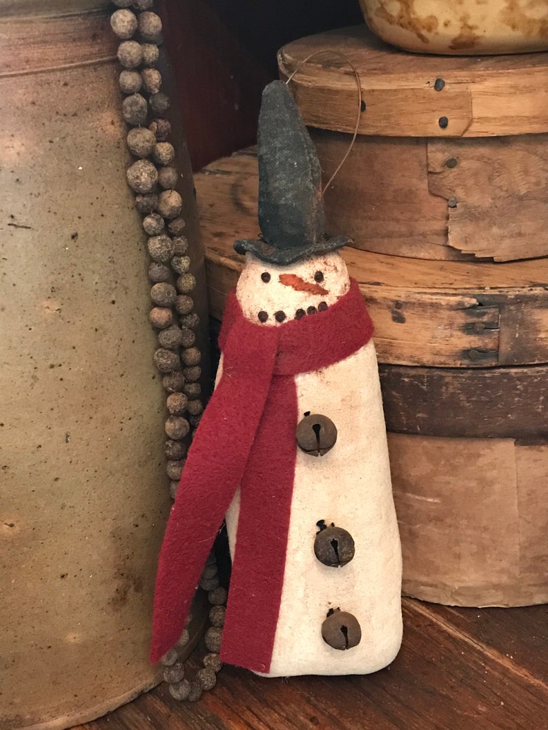 Primitive Snowman Ornament Etsy