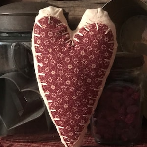 Primitive Red Calico Heart