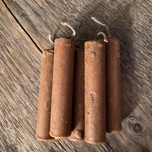 Tavern Candles Brown Beeswax Hand Poured 4" Candle