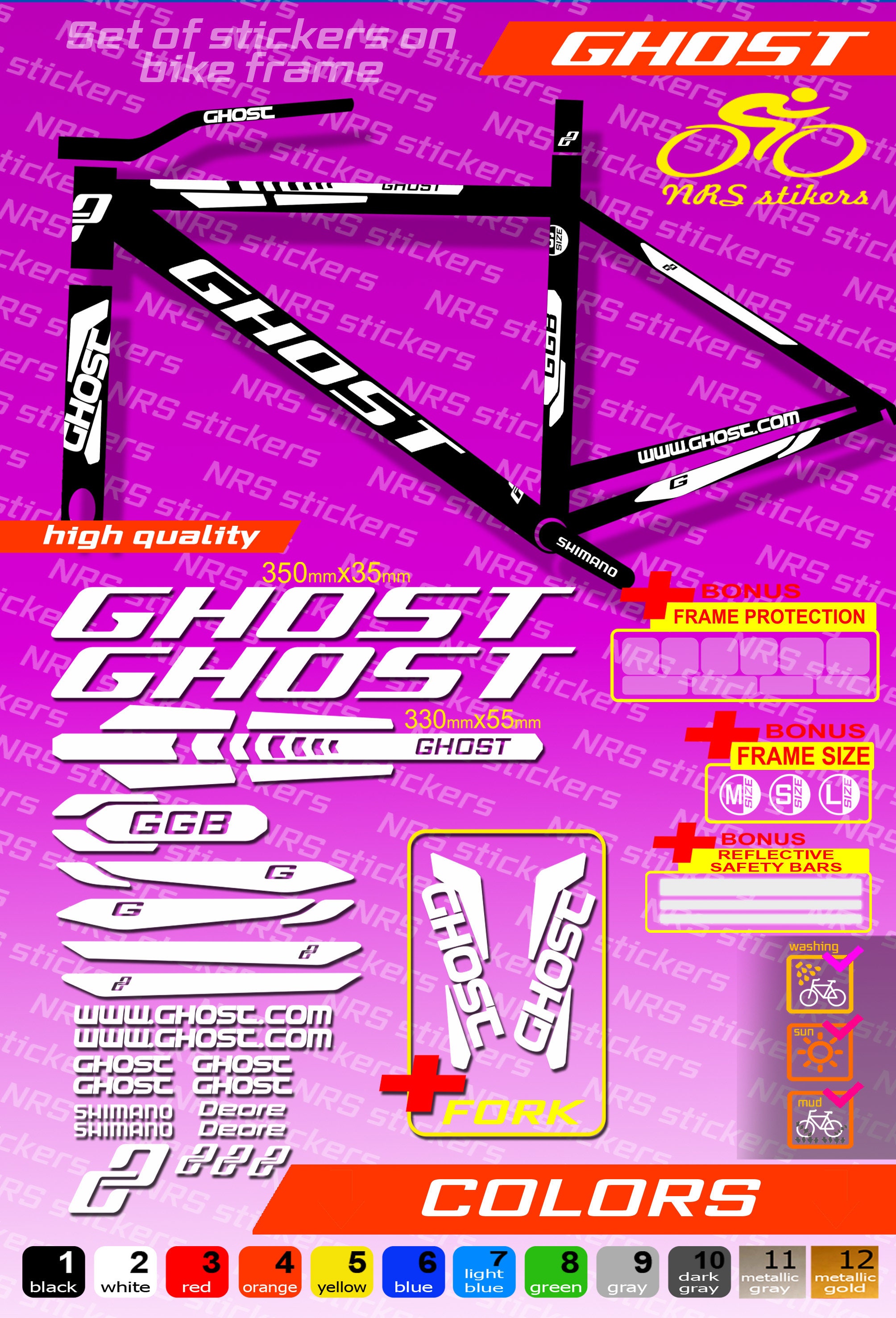 GHOST bike stickers ALL COLORS available complete set on Etsy
