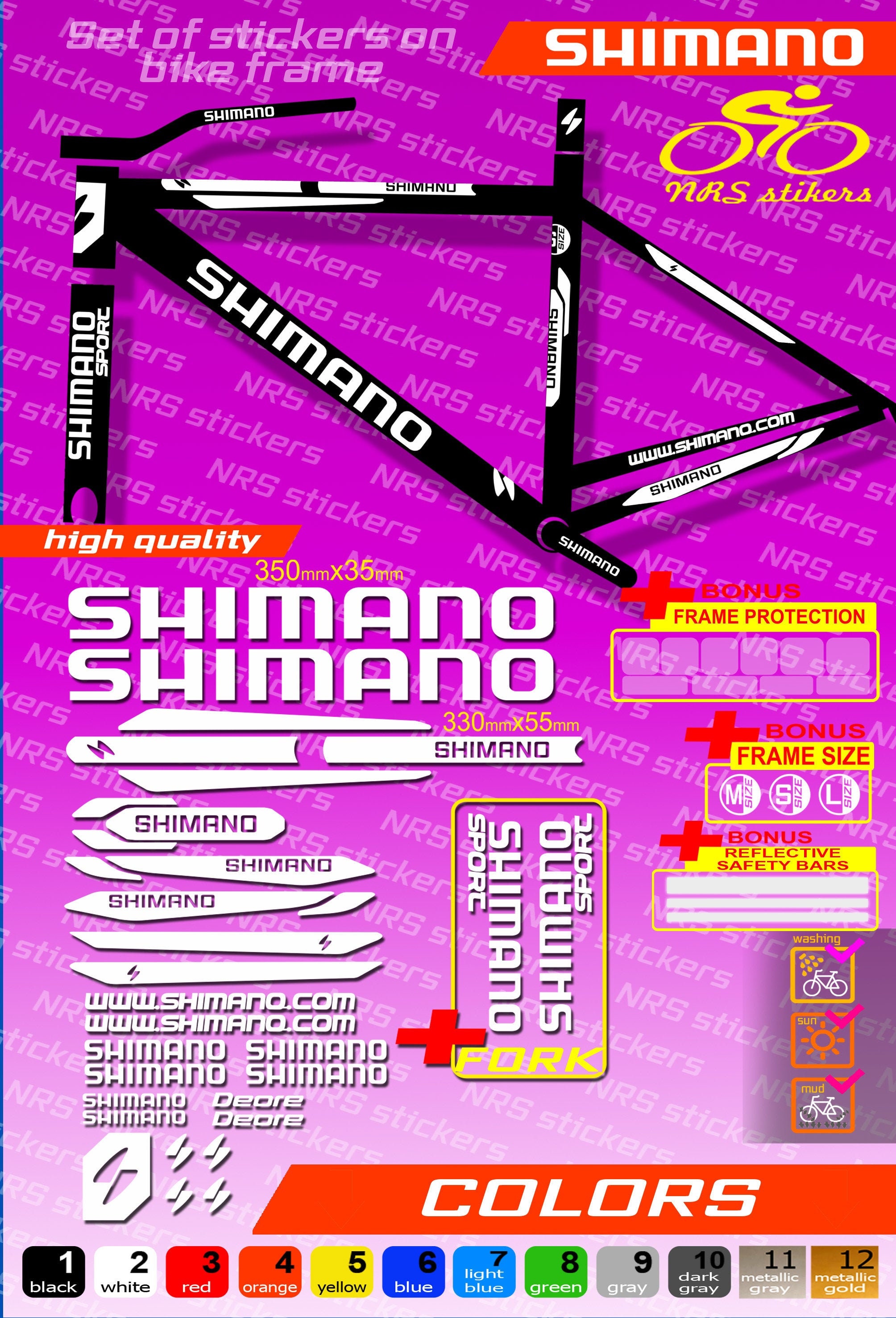 SHIMANO bike stickers ALL COLORS available complete set on Etsy