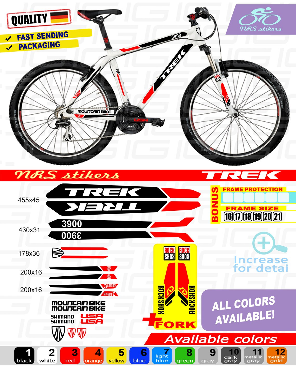 Autocollants de vélo TREK TOUTES LES COULEURS disponibles Etsy