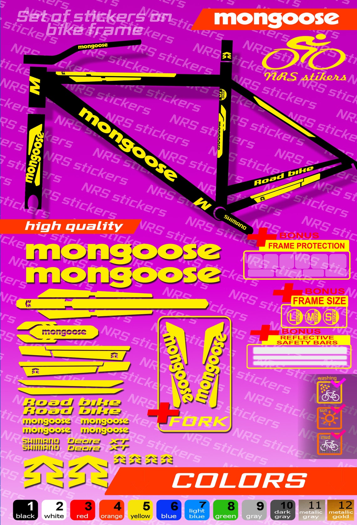 MONGOOSE bike stickers ALL COLORS available complete set Etsy