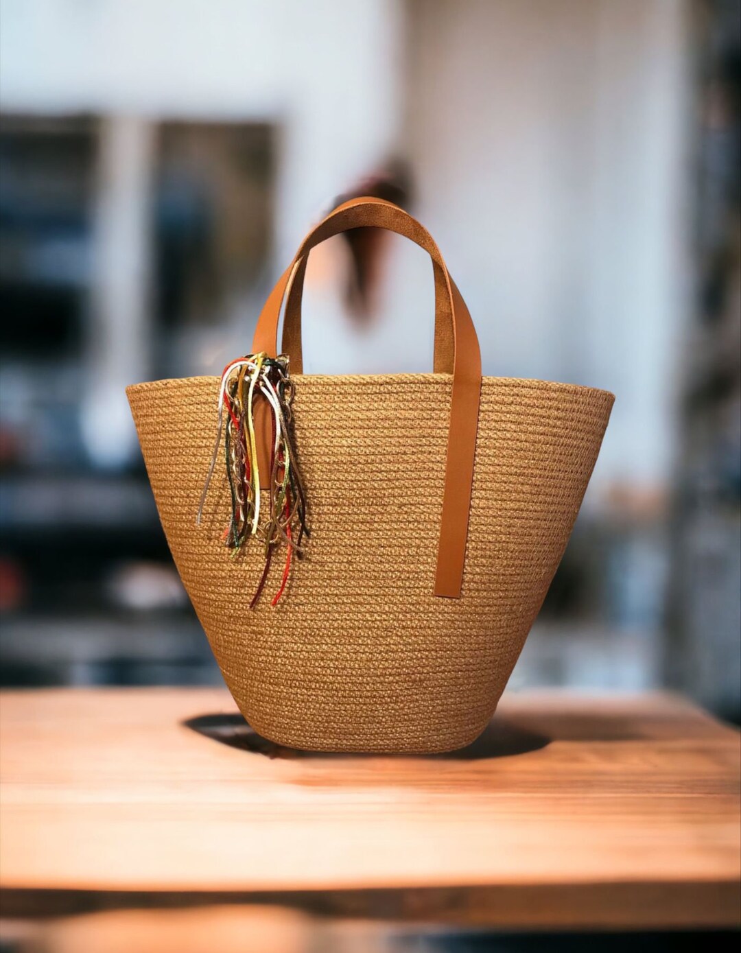 Beach Bag Rope Bag Shoulder Bag Handbag Handmade Tote Etsy