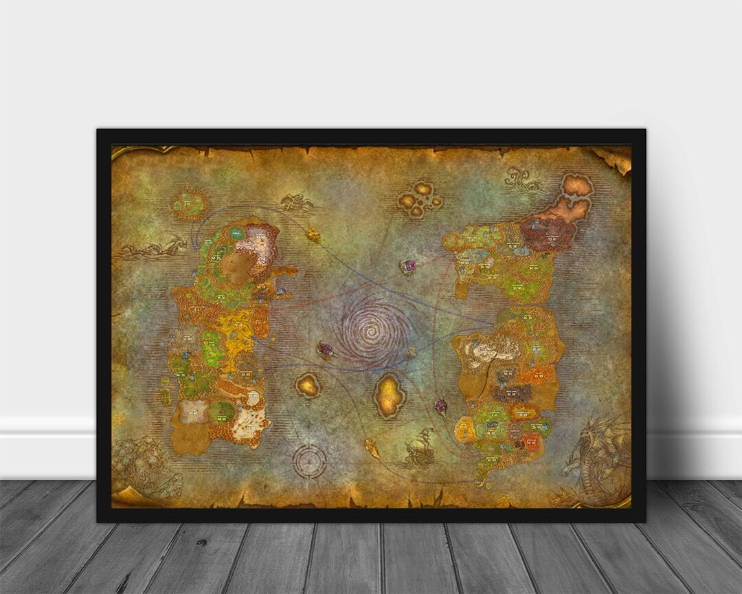 Azeroth Map Poster, WOW Map, Warcraft Map, World of Warcraft, Poster Wall Art, Warcraft