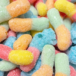Freeze Dried Gummy Worms SOUR - Original Fruity Puffs - Mixed Flavors - Homemade Crunchy Candy