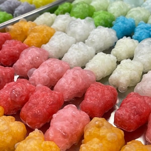 Freeze Dried Gummy Bears - Original Fruity Puffs - Mixed Flavors - Homemade Crunchy Candy