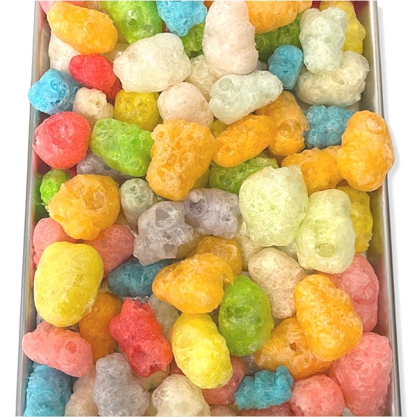 Freeze Dried Gummy Bears - Original Fruity Puffs - Mixed Flavors - Homemade Crunchy Candy