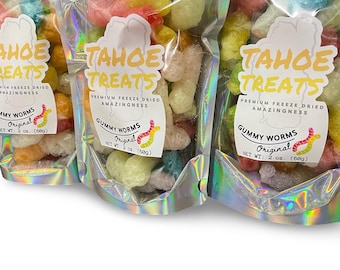 Gevriesdroogde gummywormen - originele fruitige trekjes - gemengde smaken - zelfgemaakt knapperig snoep