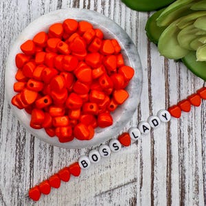 NEW*** 6.5 ~ 7mm Tomato Red Heart Opaque Acrylic Heart Bead/ Boho Heart Letter Bead Accent/ Kandi Kawaii Heart Bead/ Friendship Heart Bead