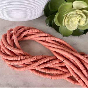 FINAL SALE*** 2 STRANDS - 6mm Terracotta Rose Orange Heishi 15.5 inch strand / African disk / soft polymer clay /325-350 beads per strand