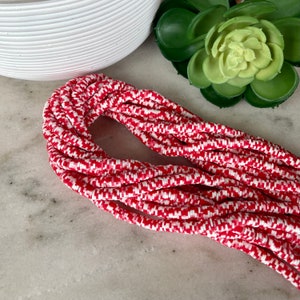 6mm Red White Mix Heishi 15.5 inch strand / African disk / soft polymer clay / vinyl bead / wholesale / 325-375 beads per strand