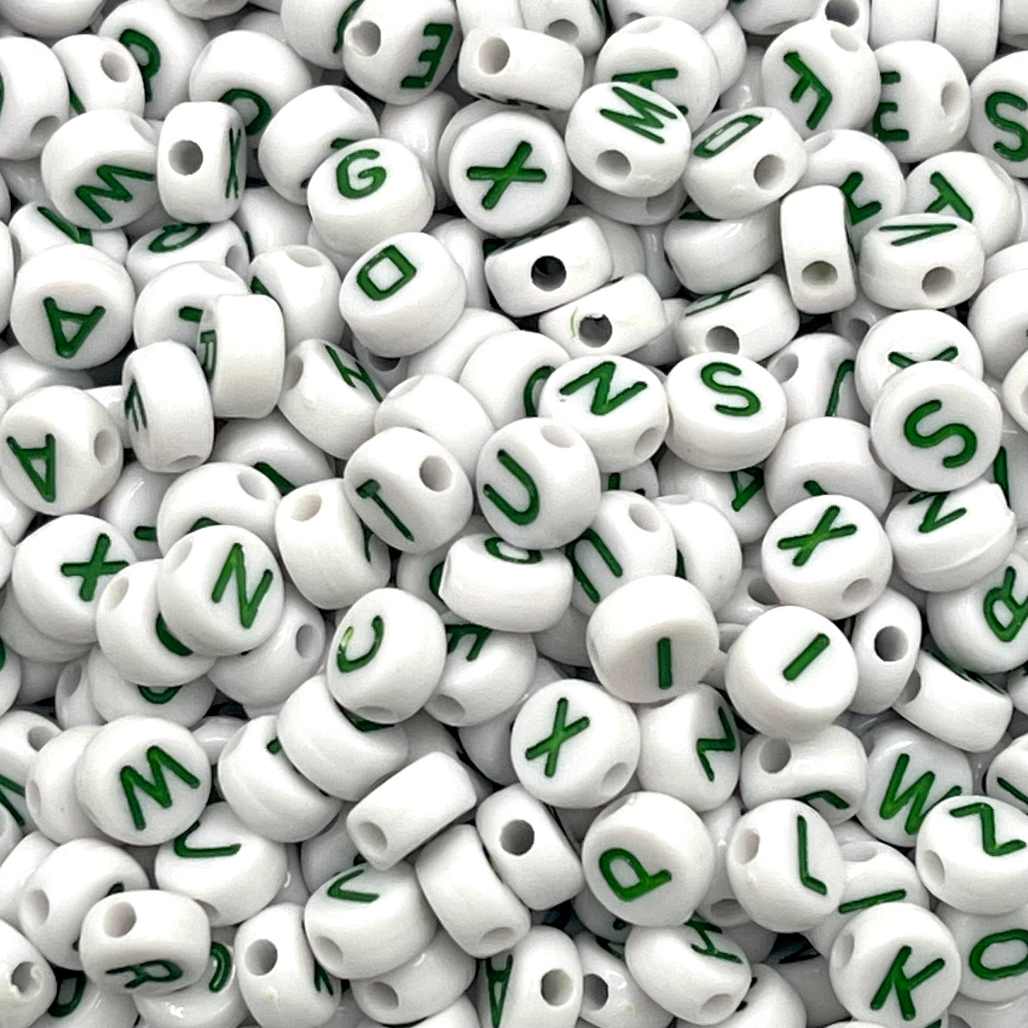 Song XI Song Xi 1200pcs White Round Acrylic Alphabet Beads Rose