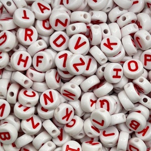 Big Letter Beads - 10mm Large Round White Alphabet Acrylic or