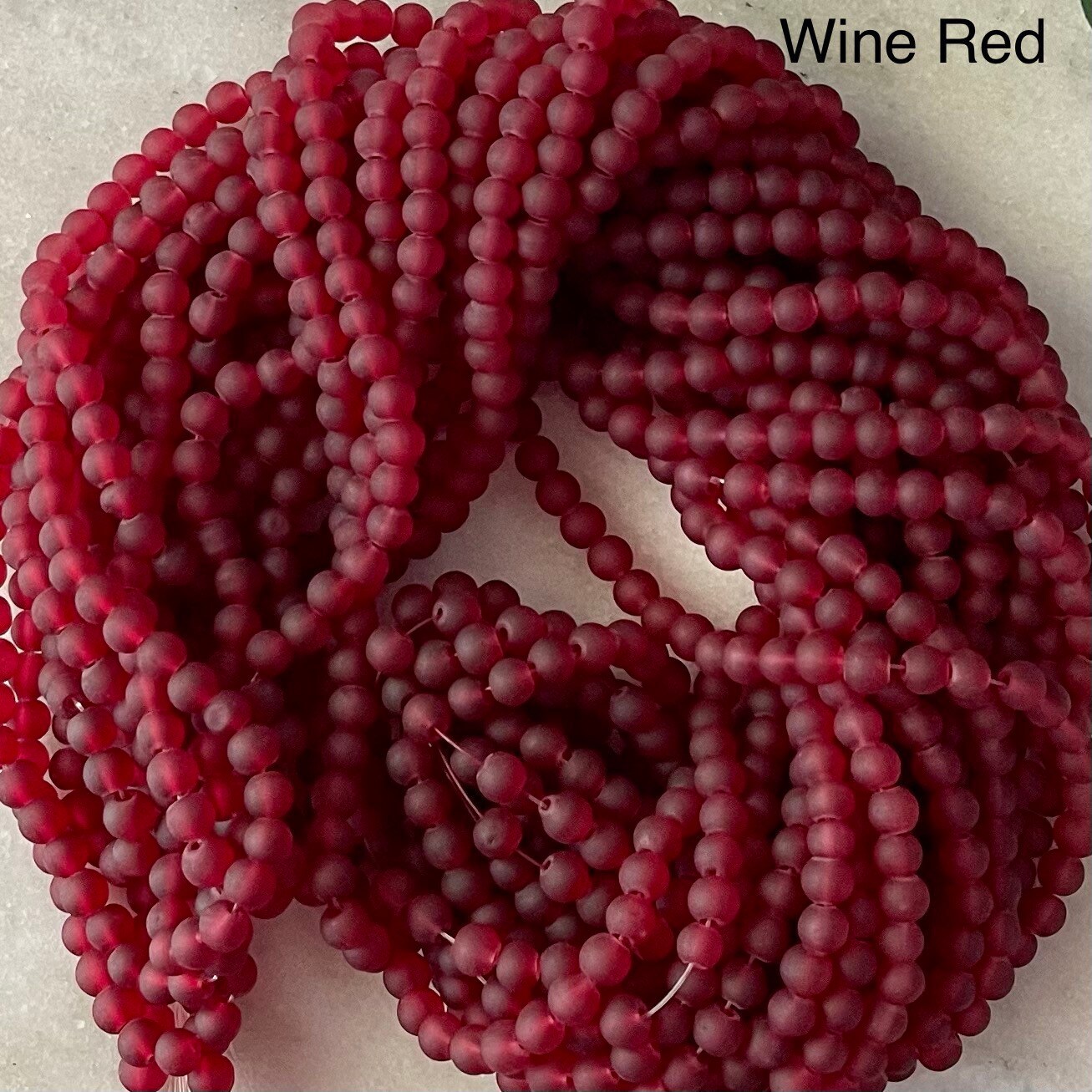 6mm Frosted Glass Bead 31 Inch Strand / Approx 140 Beads/ 6mm Etsy