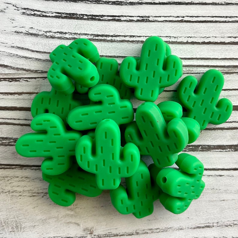 FINAL SALE Five 5 2527mm Bright Green Cactus Silicone Focal Bead