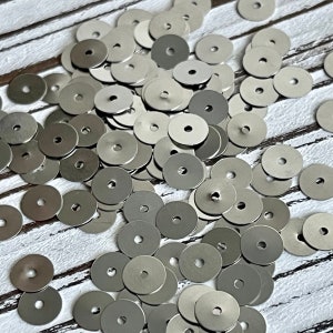 VERY NARROW***Minimalist 6mm x 0.3mm Silver Stainless Steel Heishi Spacer Beads/ Silver Disk/  Heishi Spacer Beads/ Silver Heishi/ 1mm hole