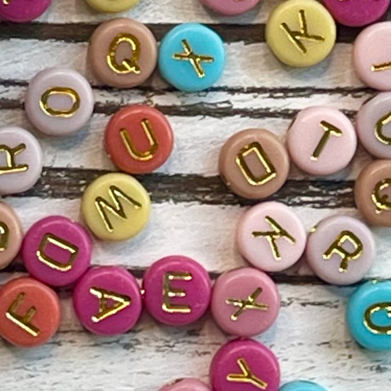 7mm Fall GOLD Color Alphabet Letter Acrylic Bead/ Round Letter - Etsy