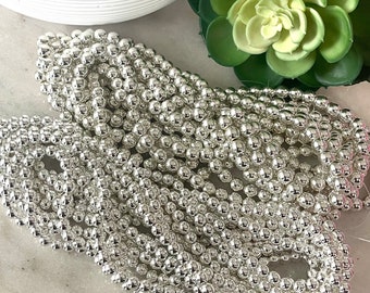 FINAL SALE *** 6mm Platinum Silver Electroplated Hematite Round Bead Strand 15.5 inch/ nonmagnetic hematite/ silver beads / wholesale