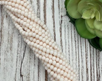 FINAL SALE *** 4mm Round Faceted Peach Puff Opaque Crystal Glass Bead 15.5 inch strand / Approx 85 beads / Rondelle bead /Glass Faceted