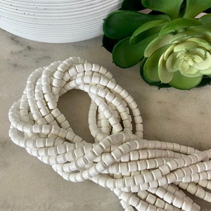 6mm Creamy White Chunky Polymer Clay Tube 15 inch strand / African clay /Vinyl Barrel Bead/ wholesale / 60 beads per strand