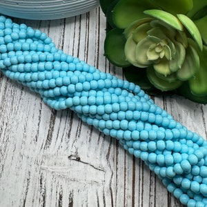 FINAL SALE*** 6mm Cotton Candy Light Blue Opaque Glass Bead 31 inch strand / Approx 140 beads/ Bubblegum beads