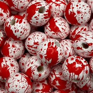FINAL SALE***  TEN (10) Halloween Assort. Scary Bloody Hands Feet Bead Garland/Horror Movie Friday the 13th Beads/Boho Beads/Painted Wood